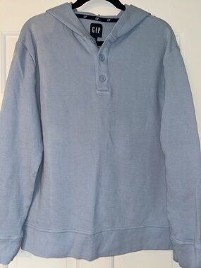GAP Pale Blue Hooded Henley Sweater
